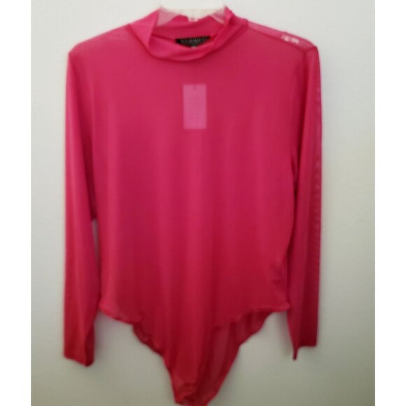 Eloquii Tops - Eloquii Pink Long Sleeve Sheer Mock Neck Bodysuit Size 22/24 NWT